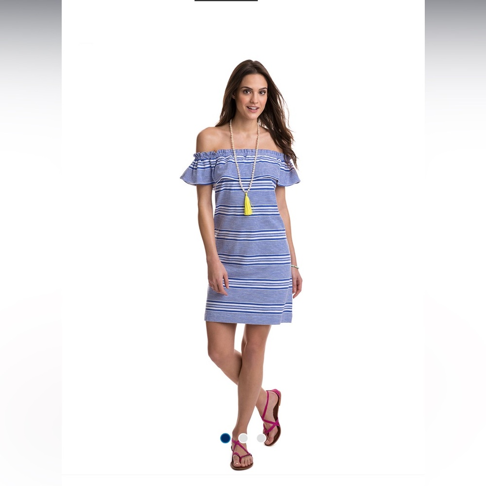 Vineyard Vines Yarn Dye Stripe Off the Shoulder Knit Dress Small